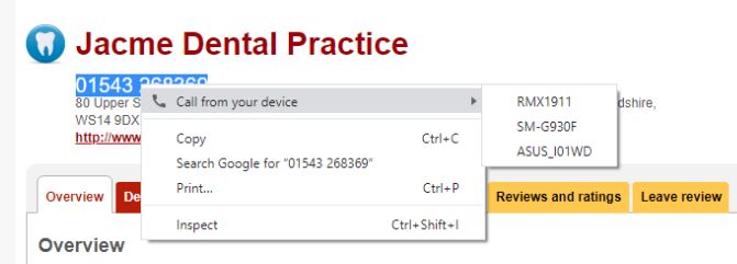 Start a call on your phone – direct from your PC